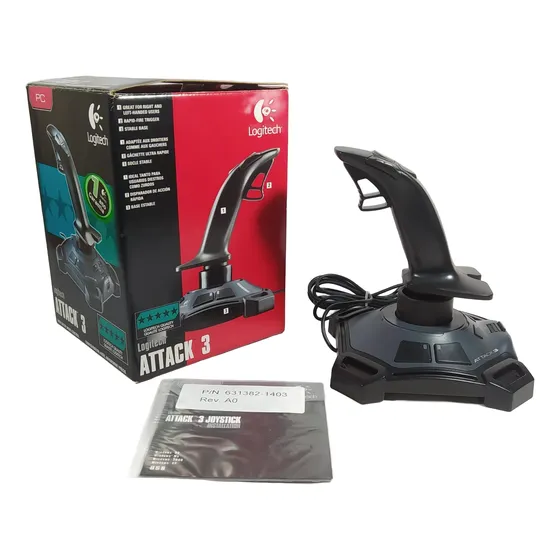 Joystick Logitech Attack 3 Para Pc Seminovo Preto