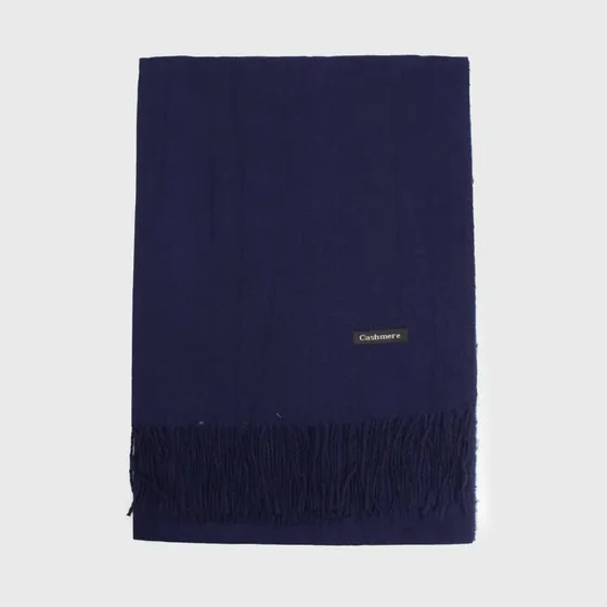 Bufanda Cashmere Peluda Unicolor Azul Marino Lisa L