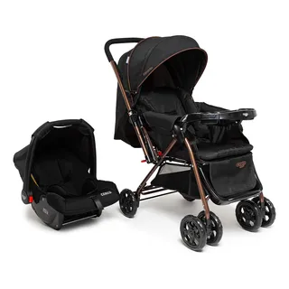 Conjunto Travel System Reverse Duo Preto Bronze, Carrinho De BebĂȘ + Bebe Conforto Cosco Kids Conjunto Travel System Reverse Duo Preto Bronze, Carrinho De BebĂȘ + Bebe Conforto Cosco Kids