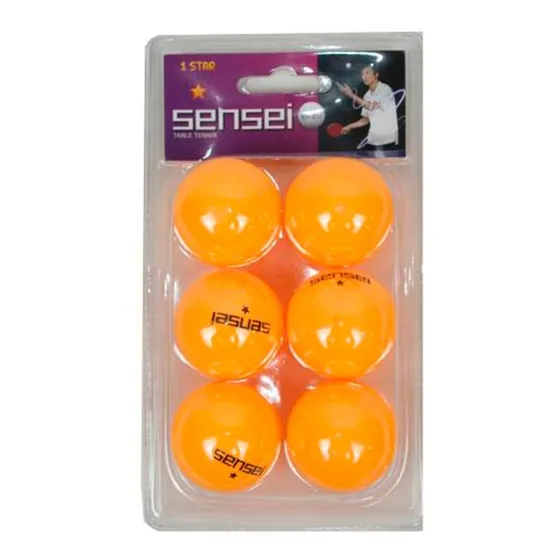 Pack Pelotas 6 Unid Naranja Ping Pong 1 Estrella Sensei