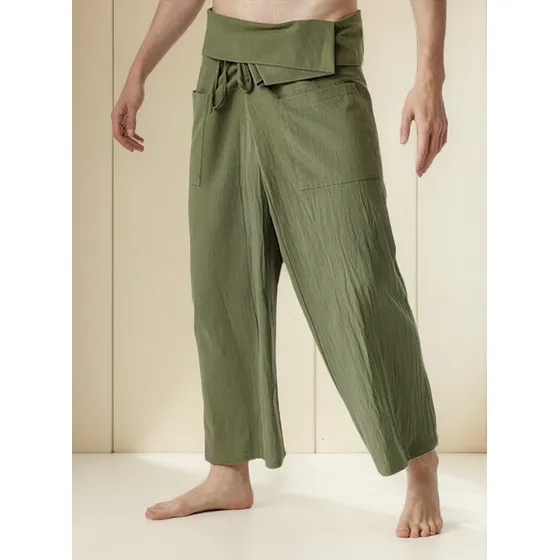 I Pantalones De Lino Estilo Pescador Tailandés Para Hombre