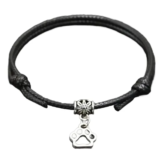 Pulsera Amor Amistad Huella Perro Mascota Negro