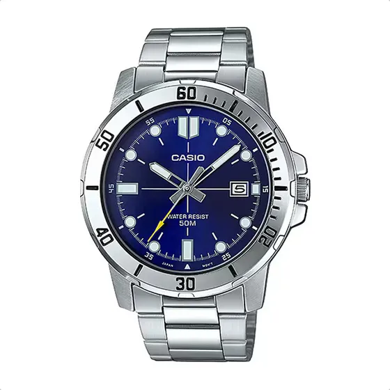 Casio Mtp-vd01d Reloj Hombre Sumergible Analogico Acero Inox Plateado