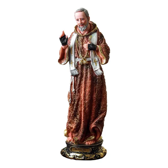 Imagem São Padre Pio 30cm Resina Santo Cor Tradicional