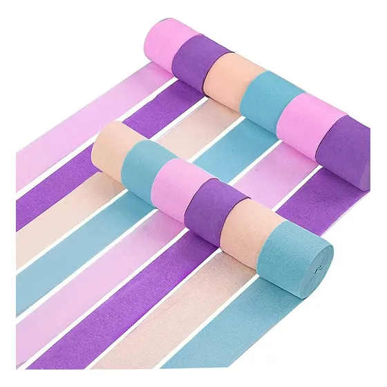 12 Rollos De Papel Crepé, Serpentinas En Colores Pastel, Sum