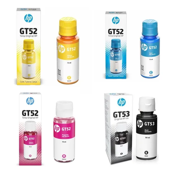 Kit Tintas Gt52 Amarilla, Cian, Magenta + Gt53 Negra