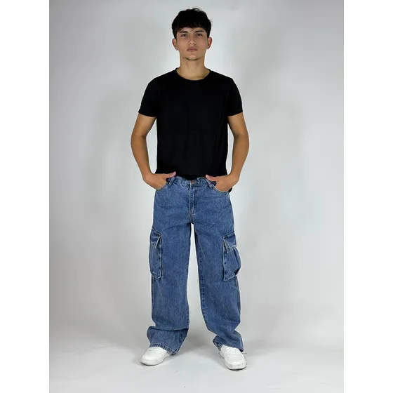 Jean Baggy Cargo Azul Hombre Lou Jean