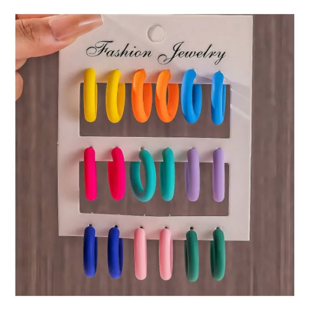 Aretes Zarcillos Bisuteria Set De Resina 9 Pares