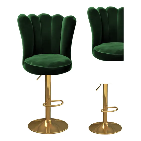 Silla Banco Dorado Spa Lashistas Pestañas Ergonomico Pandora Verde Oscuro Fijo Redonda