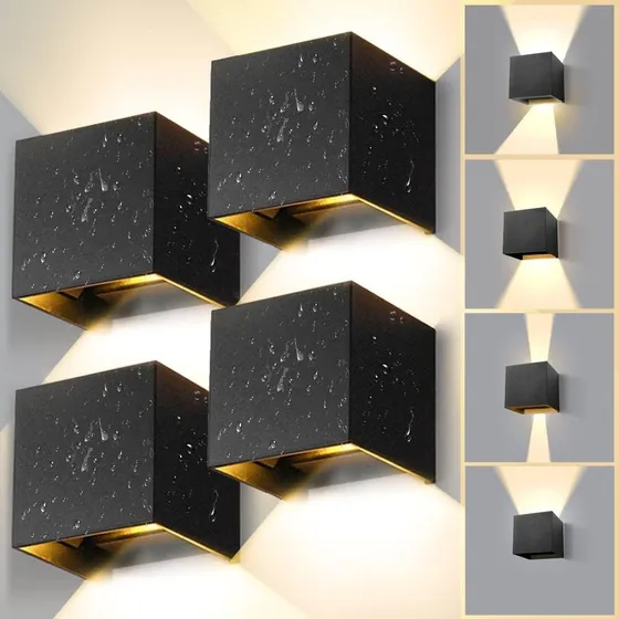 Lámpara De Pared Impermeable Para Interior/exterior 4 Pcs