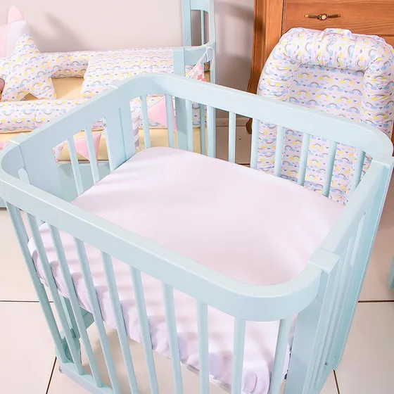 Lençol Para Mini Berço 1 Peça C/ Elástico Percal Branco Desenho Do Tecido Liso