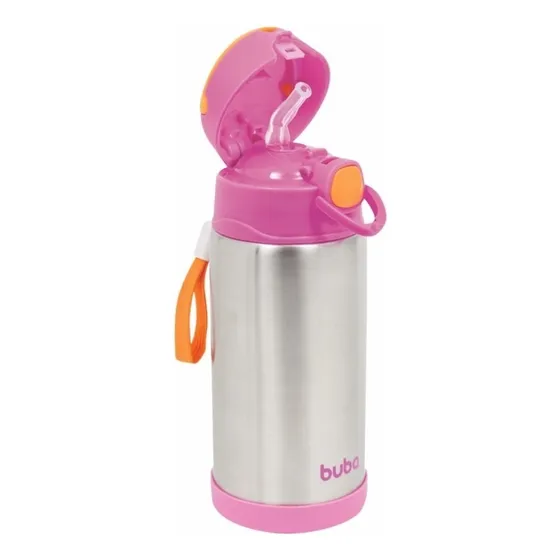 Garrafa Térmica Parede Dupla Rosa 400ml - Buba