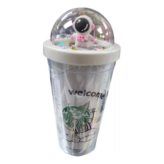 Vaso Mug Estilo Starbucks Diseño Astronauta Color Blanco