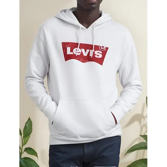 Polera Sudadera Capucha Levis Blanca Nueva Original