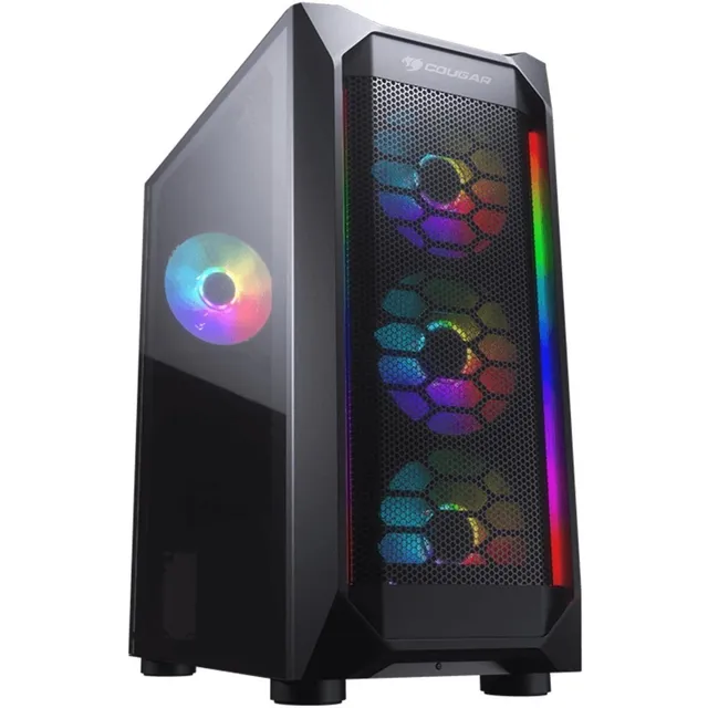 Gabinete Gamer Cougar Mx410 Mesh-g Rgb Vidrio Templado 4 Fan Color Negro