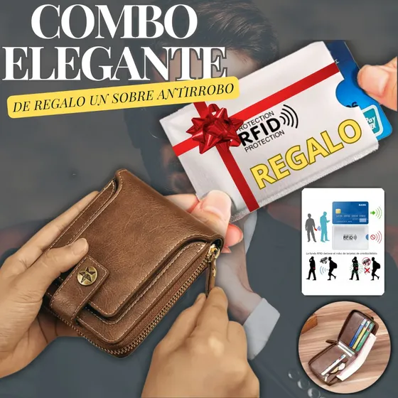 Cartera Billetera Monedero De Cuero Para Hombre Elegante