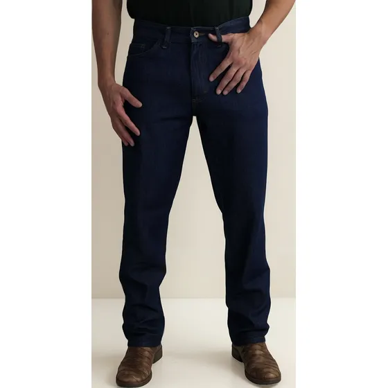 Calça De Uniforme Preta E Azul Para Trabalho Jeans Grosso
