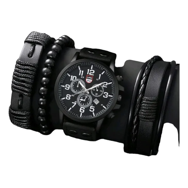 Reloj Con Pulseras O Cueritos 5 Piezas Juego Completo 