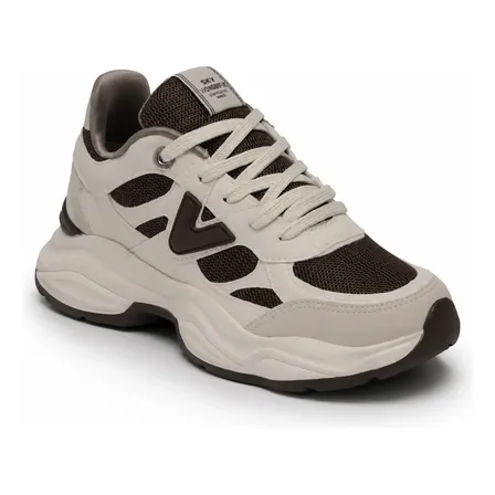 Tênis Via Marte Feminino Chunky Leve Urbano Casual Original Bege/cinnamon Geométrico 36 Br