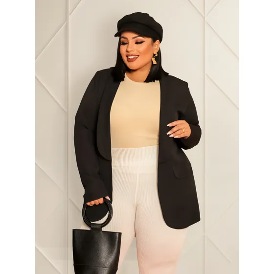Blazer Musso Terninho Alfaiataria Plus Size Feminino