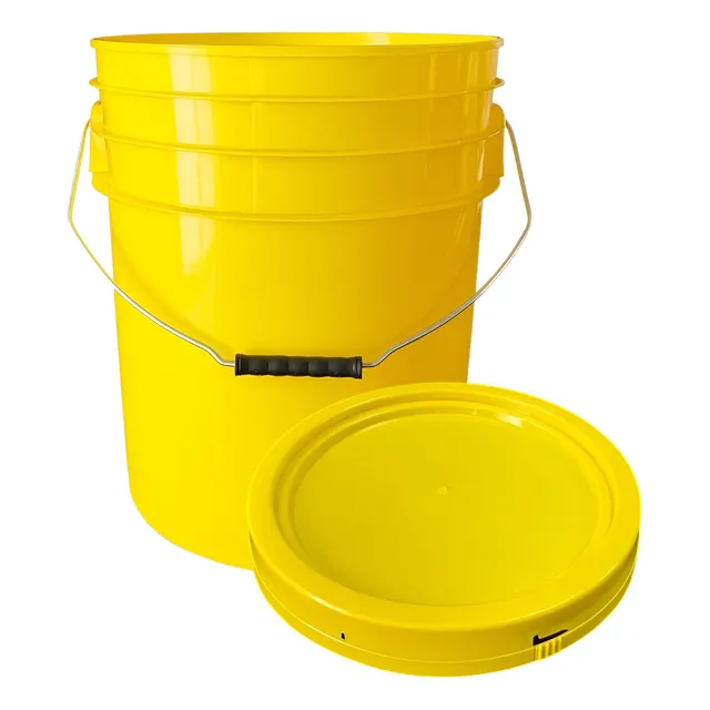 Cubeta Plástico Tapa Lisa 19 Litros Grado Alimenticio Amarillo