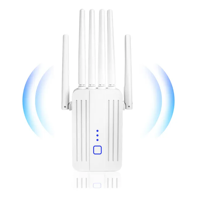 Repetidor Wifi Blanco 6 Antenas, 300mbps-foco Repetidor Integrado Con Botones, Cable Y Router. Amplía Rápido La Cobertura Inalámbrica, Ideal Para Navegación, Streaming Y Juegos En Hogares Y Oficinas.