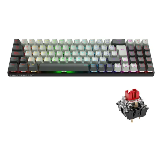 Teclado gamer Thunderobot K78 Qwerty Outemu Brown español latinoamérica color blanco y negro con luz RGB
