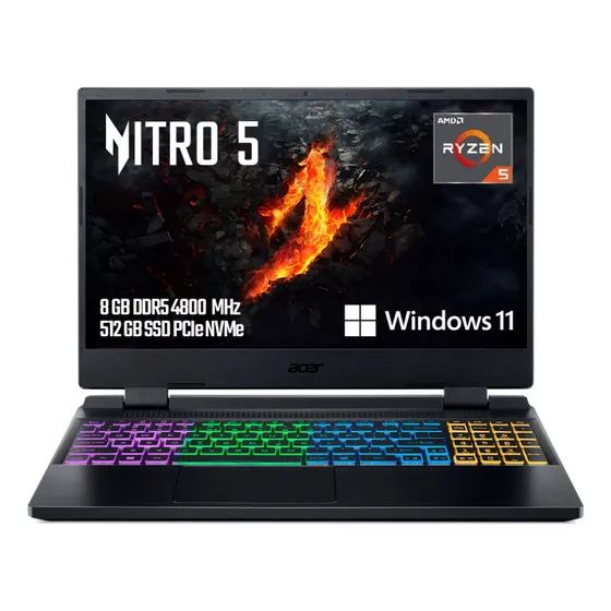 Laptop Gaming Nitro 5 Ryz 5 8gb 512gb 15.6 165hz Rtx 3050 Color Negro