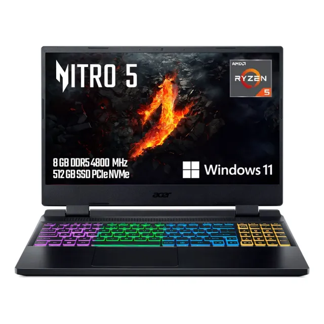 Laptop Gaming Nitro 5 Ryz 5 8gb 512gb 15.6 165hz Rtx 3050 Color Negro