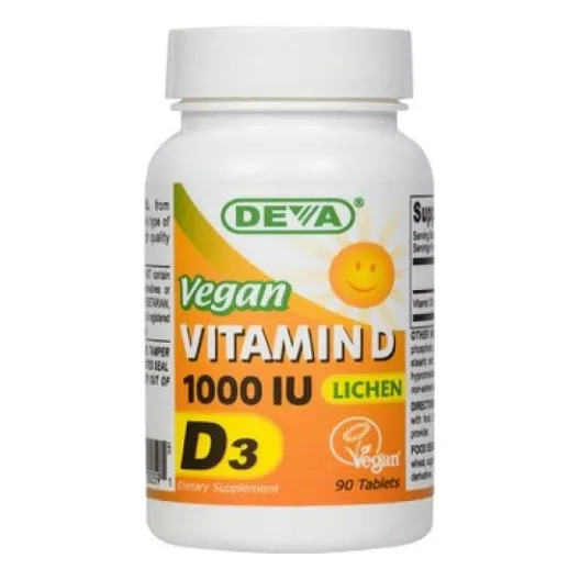 Suplemento Deva Vegan Vitamins, Vitamina D3 Vegana, 90 Compr