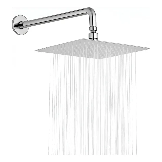 Ducha Lluvia Cuadrada Vml 20x20cm Acero Inoxidable Antisarro Brazo 23cm Plateado Cromado