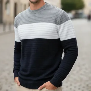 Suéter Masculino Blusa De Frio Lã Tricô Texturizado Premium Prata Ca