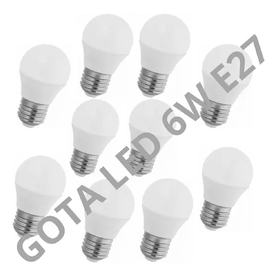 Pack X 10 Lampara Gota Led E27 6w Luz Calida/fria Guirnalda