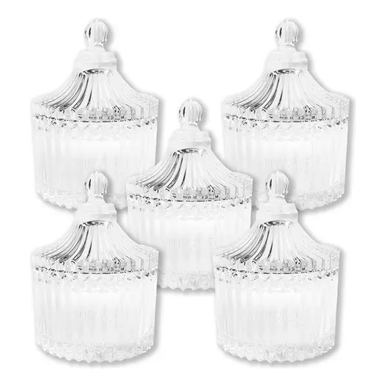 Set X5 Portavelas Vidrio Diseño Carameleras Decoracion Mini 