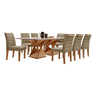 Conjunto Mesa De Jantar Genova Tampo Vidro E Mdf Com 8 Cadeiras Cel MĂłveis 8 Cor Cinamomo Off White Marrom Claro Conjunto Mesa De Jantar Genova Tampo Vidro E Mdf Com 8 Cadeiras Cel MĂłveis 8 Cor Cinamomo Off White Marrom Claro