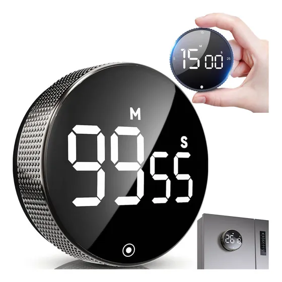 Temporizador Digital Magnético Para Cocina/ducha/estudio,cronometro, Color Negro