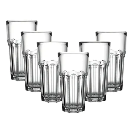 Jogo De Copos Em Vidro Kit 6 Peças Cozinha Água Suco Drink