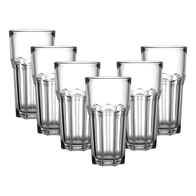 Jogo De Copos Em Vidro Kit 6 Peças Cozinha Água Suco Drink Jogo De Copos Em Vidro Kit 6 Peças Cozinha Água Suco Drink