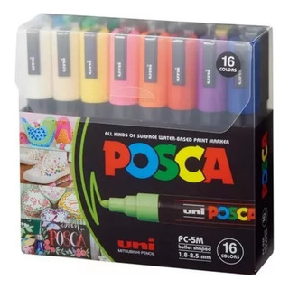 Pc-5m Uni Tip 16 Meias Cores Originais Posca Pc-5m Uni Tip 16 Meias Cores Originais Posca