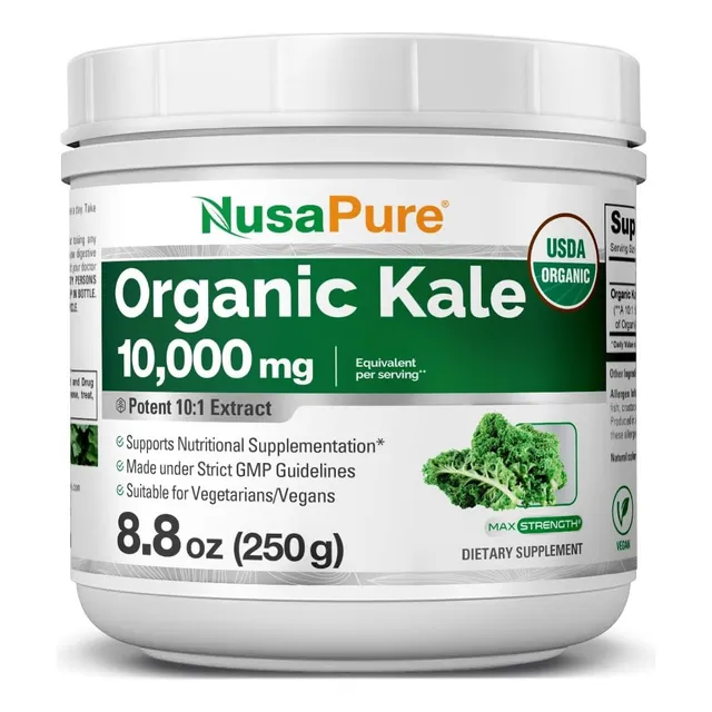 Kale Orgánico 10000 Mg Nusapure 250 Gr Sin Sabor