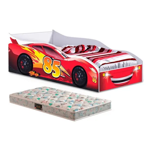 Mini Cama Carro Mcqueen Infantil para Meninos Com Colchão Incluso - Lv Móveis
