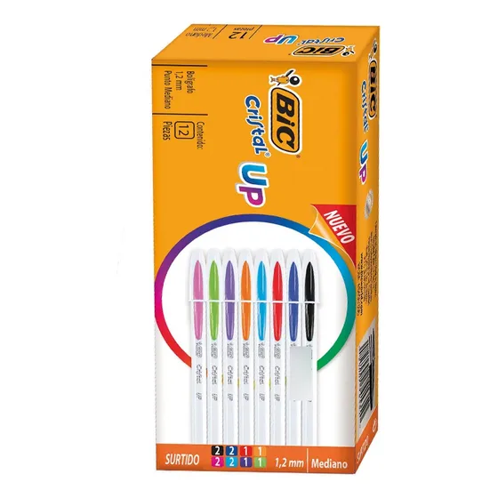 Lápiz Pasta Bic Cristal Up X12 Col. 1.2