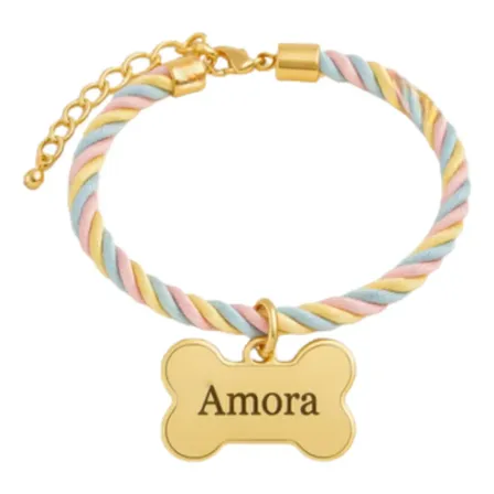 Coleira Pet Acessório Personalizado Pescoço Formato Ossinho Colorido Liso M