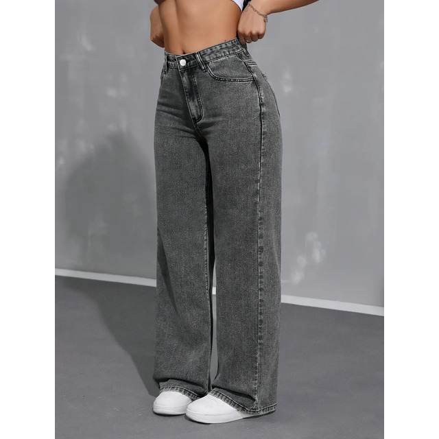 Calça Jeans Wide Leg  Pantalona Cintura Alta Jeans Premium