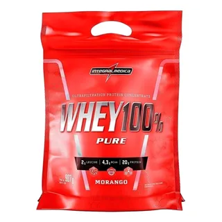 Whey 100% Pure Pouch 900g Morango Integralmédica Whey 100% Pure Pouch 900g Morango Integralmédica