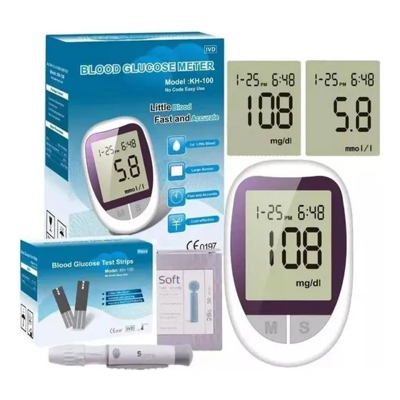 Glucómetro Digital Kit Glucosa Strips Tiras De Prueba Salud 