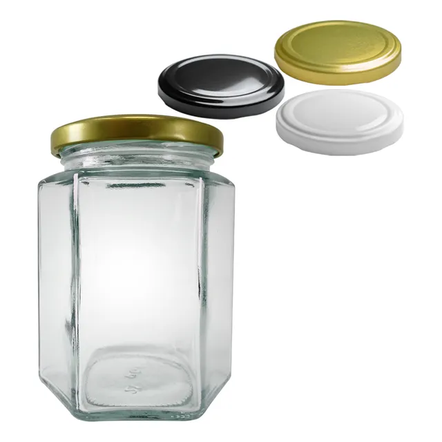 Frasco De Vidrio Hexagonal 250 Ml (12 Piezas) Hermético