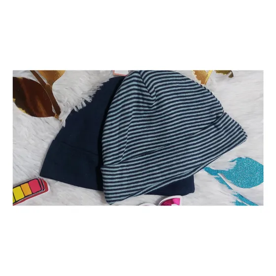 Par De Gorros Gerber Para Bebé Niño Azul Rayas