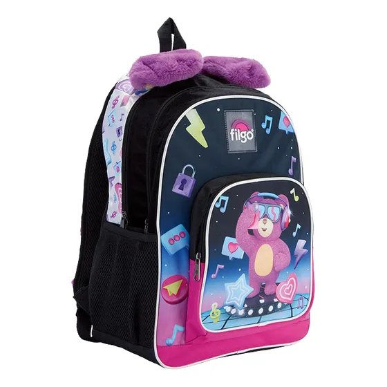 Mochila Filgo Air 18 Escolar Color Violeta Diseño De La Tela Osito