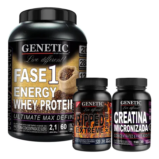 Masa Muscular Magra Proteína Fase 1 Creatina Ripped Genetic